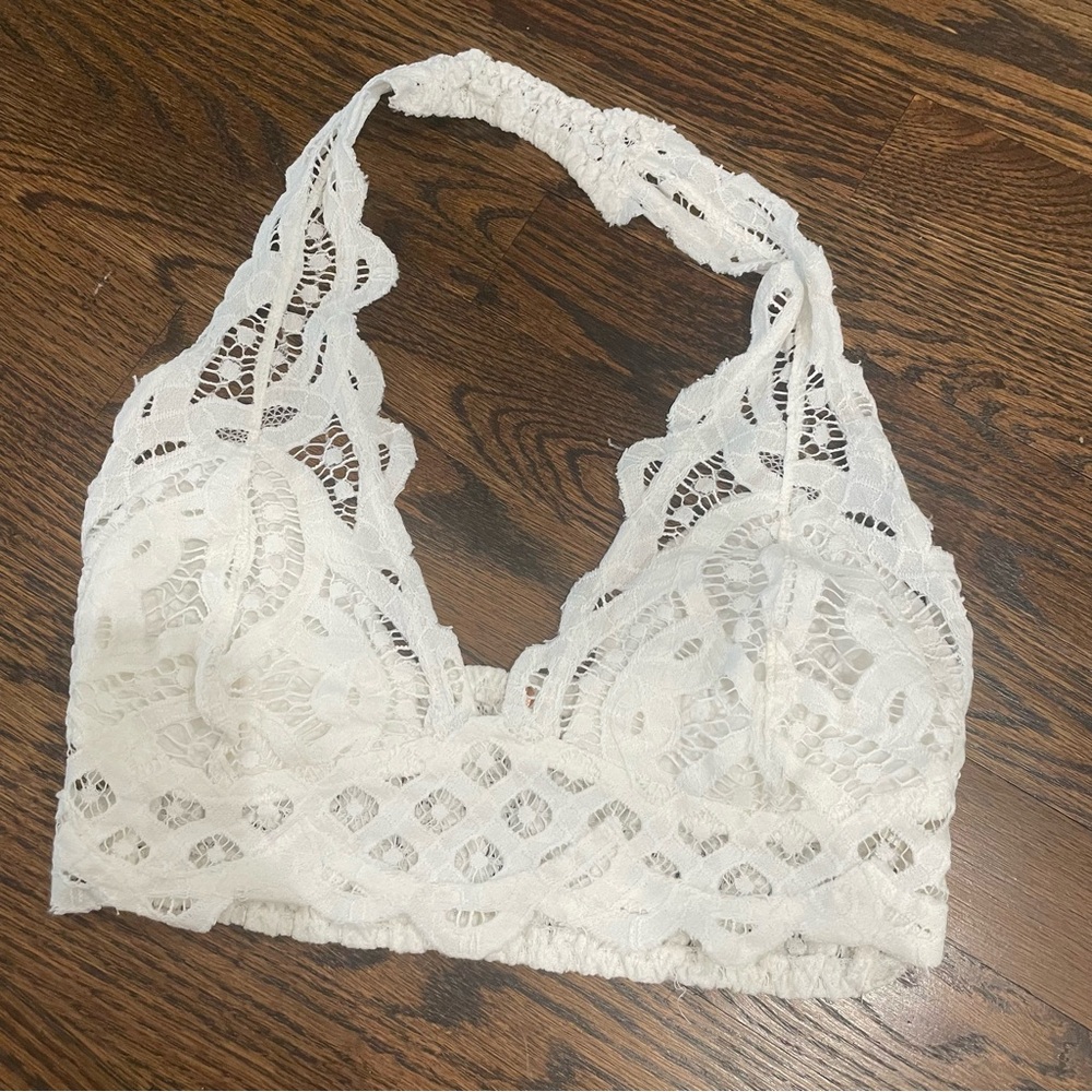 FREE PEOPLE Intimates Halter White Lace Bralette Crop Top